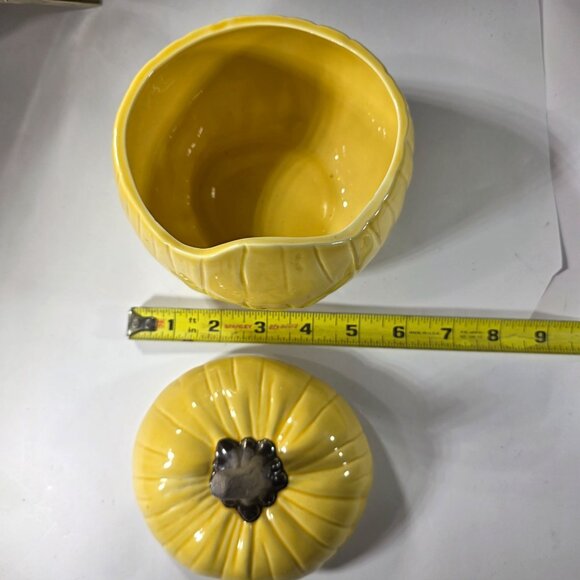 Crate & Barrel bowl Ceramic Pumpkin 3 Cup harvest Yellow With Lid By B. Eigen - Picture 4 of 4